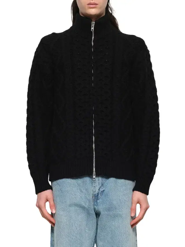 vowels Cable Knit Zip Up