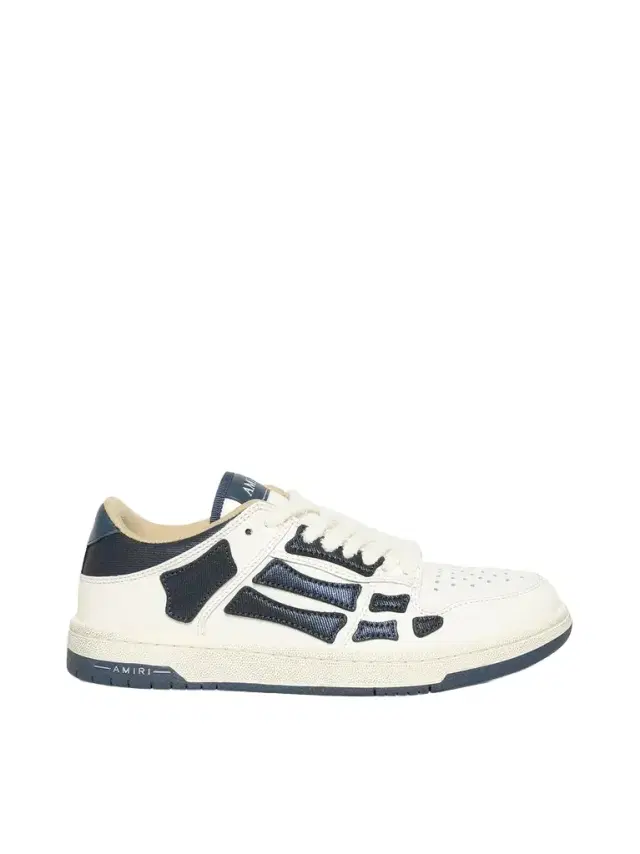 AMIRI Denim Skeleton Low Top Sneakers in Wet Shimmer Blue