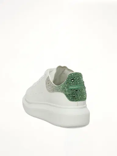 Alexander McQueen Larry Oversized Heel Sneaker in White/green Crystal | Thumbnail 2 Alexander McQueen Larry Oversized Heel Sneaker in White/green Crystal | Thumbnail 2