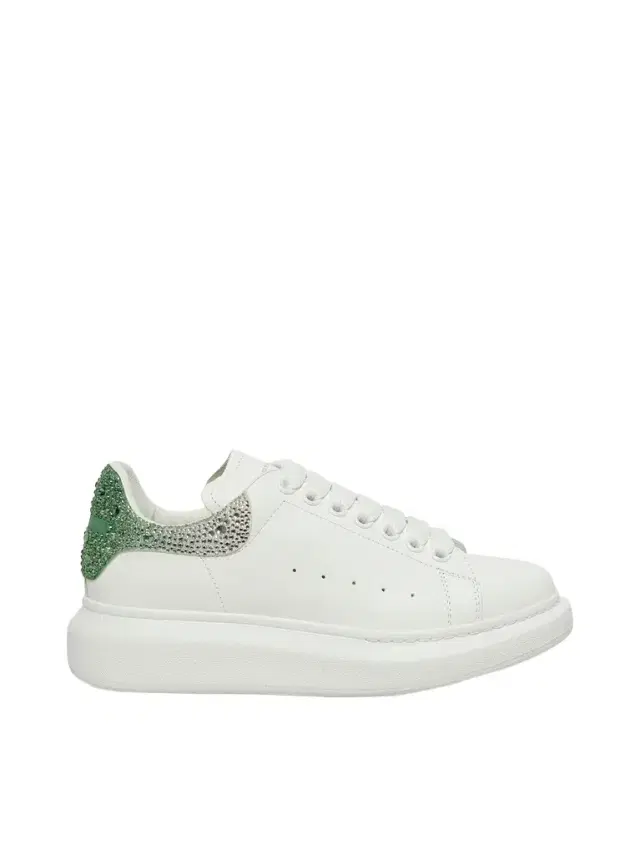 Larry Oversized Heel Sneaker in White/green Crystal Larry Oversized Heel Sneaker in White/green Crystal