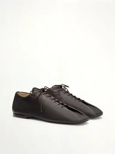 Lemaire Souris Flat Classic Derbies in Dark Chocolate Brown | Thumbnail 3