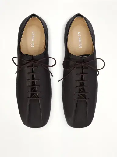 Lemaire Souris Flat Classic Derbies in Dark Chocolate Brown | Thumbnail 4