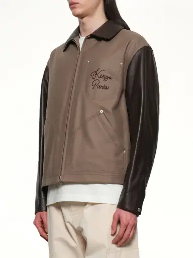KENZO Kenzo Paris Chainstitch Leather Wool Blouson | Thumbnail 2