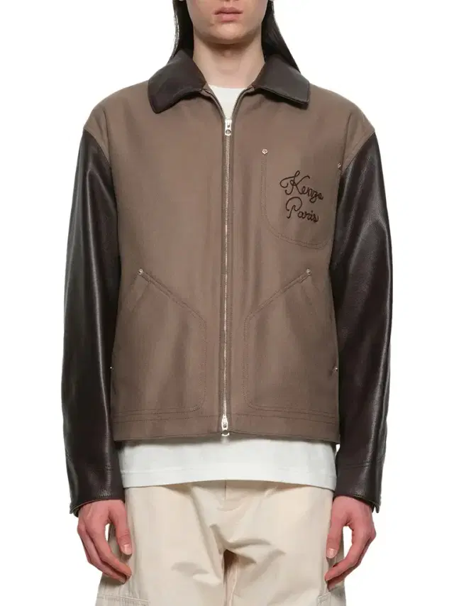 KENZO Kenzo Paris Chainstitch Leather Wool Blouson
