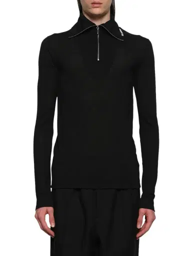 Jil Sander Zip Up High Neck Long Sleeve T-shirt | Thumbnail 1 Jil Sander Zip Up High Neck Long Sleeve T-shirt | Thumbnail 1