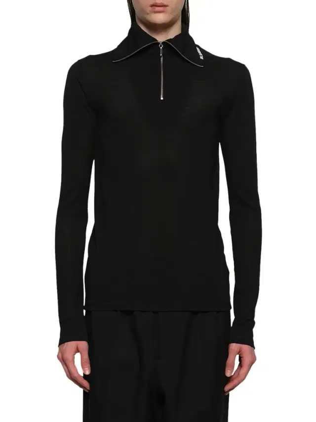 Jil Sander Zip Up High Neck Long Sleeve T-shirt