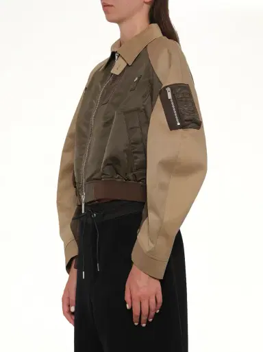 Sacai Cotton Chino x Nylon Twill Blouson in Khaki/beige Khaki | Thumbnail 2 Sacai Cotton Chino x Nylon Twill Blouson in Khaki/beige Khaki | Thumbnail 2