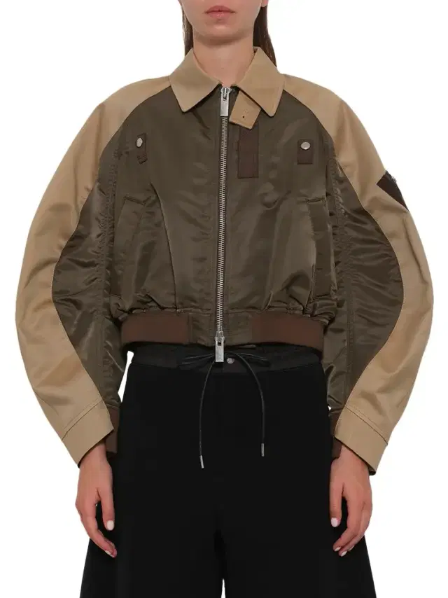 Sacai Cotton Chino x Nylon Twill Blouson in Khaki/beige Khaki