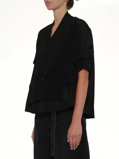 Sacai Chalk Stripe x Cotton Knit Cardigan | Thumbnail 2 Sacai Chalk Stripe x Cotton Knit Cardigan | Thumbnail 2