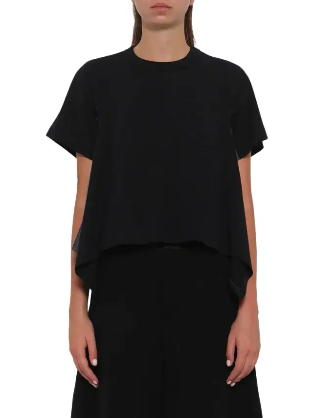 Sacai Light Weight Denim x Cotton Jersey T-shirt in Navy/blue Navy