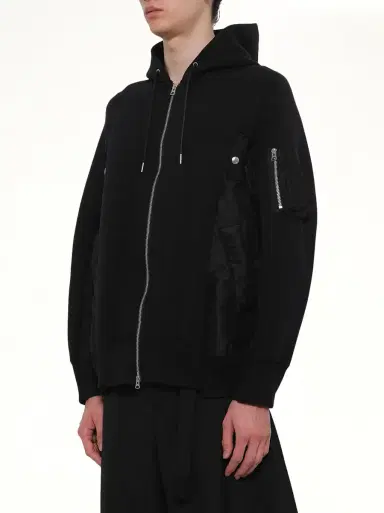 Sacai Sponge Sweat x Nylon Twill Zip Hoodie | Thumbnail 2