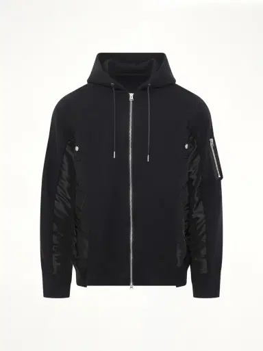Sacai Sponge Sweat x Nylon Twill Zip Hoodie | Thumbnail 3
