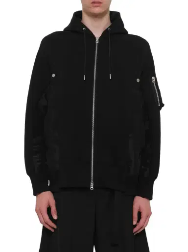Sacai Sponge Sweat x Nylon Twill Zip Hoodie | Thumbnail 1
