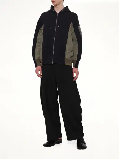 Sacai Sponge Sweat x Nylon Twill Zip Hoodie in Navy/khaki | Thumbnail 4 Sacai Sponge Sweat x Nylon Twill Zip Hoodie in Navy/khaki | Thumbnail 4