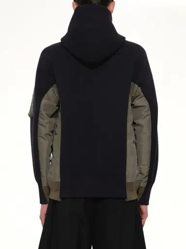 Sacai Sponge Sweat x Nylon Twill Zip Hoodie in Navy/khaki | Thumbnail 5 Sacai Sponge Sweat x Nylon Twill Zip Hoodie in Navy/khaki | Thumbnail 5