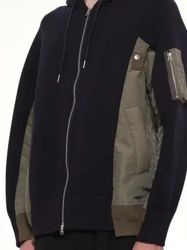 Sacai Sponge Sweat x Nylon Twill Zip Hoodie in Navy/khaki | Thumbnail 6 Sacai Sponge Sweat x Nylon Twill Zip Hoodie in Navy/khaki | Thumbnail 6