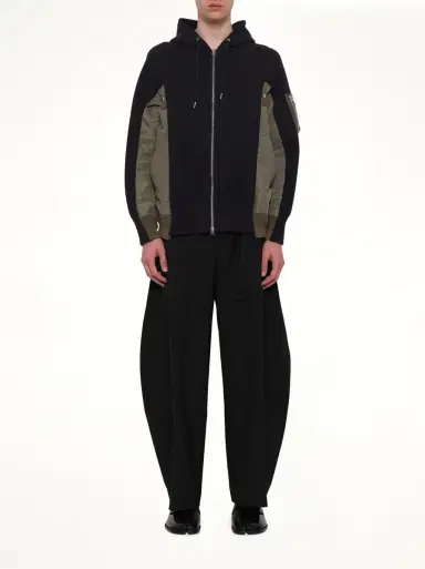 Sacai Sponge Sweat x Nylon Twill Zip Hoodie in Navy/khaki | Thumbnail 7 Sacai Sponge Sweat x Nylon Twill Zip Hoodie in Navy/khaki | Thumbnail 7