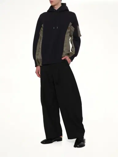 Sacai Sponge Sweat x Nylon Twill Hoodie in Navy/khaki | Thumbnail 4