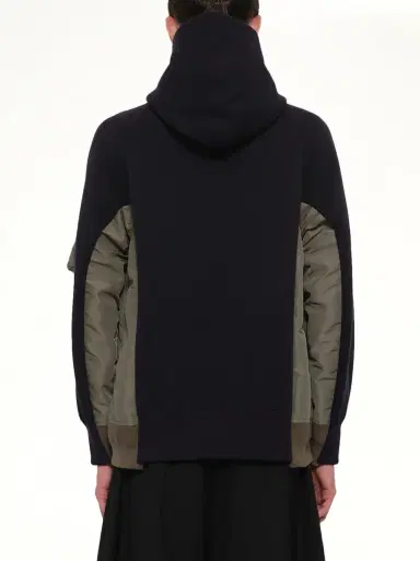 Sacai Sponge Sweat x Nylon Twill Hoodie in Navy/khaki | Thumbnail 5