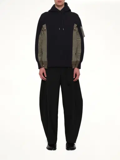 Sacai Sponge Sweat x Nylon Twill Hoodie in Navy/khaki | Thumbnail 7
