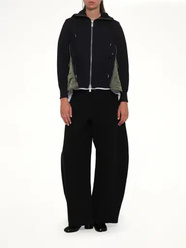 Sacai Sponge Sweat x Nylon Twill Hoodie in Navy/khaki | Thumbnail 4