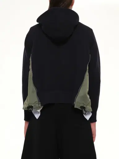 Sacai Sponge Sweat x Nylon Twill Hoodie in Navy/khaki | Thumbnail 5