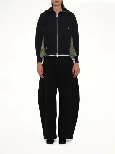 Sacai Sponge Sweat x Nylon Twill Hoodie in Navy/khaki | Thumbnail 7
