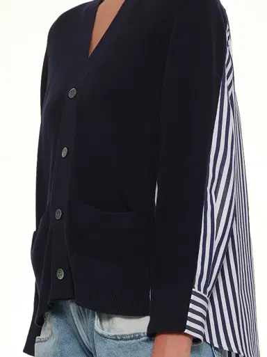 Sacai Cotton Knit x Poplin Cardigan | Thumbnail 6 Sacai Cotton Knit x Poplin Cardigan | Thumbnail 6