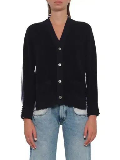 Sacai Cotton Knit x Poplin Cardigan | Thumbnail 1 Sacai Cotton Knit x Poplin Cardigan | Thumbnail 1