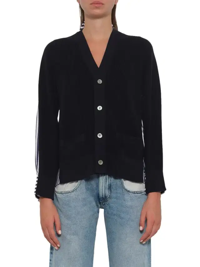 Sacai Cotton Knit x Poplin Cardigan