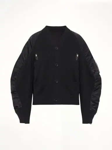 Sacai Nylon Twill x Knit Cardigan | Thumbnail 3