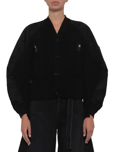 Sacai Nylon Twill x Knit Cardigan | Thumbnail 1