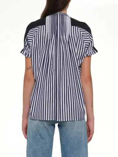 Sacai Cotton Poplin x Jersey T-shirt in Navy/stripe Navy | Thumbnail 5 Sacai Cotton Poplin x Jersey T-shirt in Navy/stripe Navy | Thumbnail 5