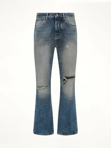 AMIRI Slashed Boot Cut Jean in Denim | Thumbnail 3 AMIRI Slashed Boot Cut Jean in Denim | Thumbnail 3