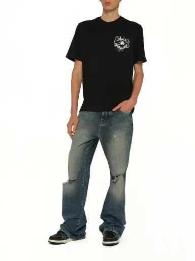 AMIRI Slashed Boot Cut Jean in Denim | Thumbnail 4 AMIRI Slashed Boot Cut Jean in Denim | Thumbnail 4
