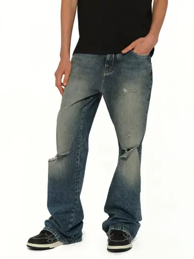 AMIRI Slashed Boot Cut Jean in Denim | Thumbnail 6 AMIRI Slashed Boot Cut Jean in Denim | Thumbnail 6