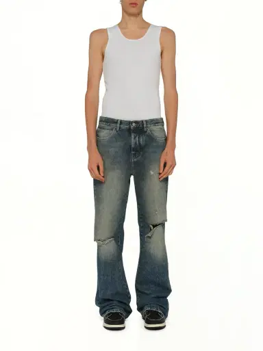 AMIRI Slashed Boot Cut Jean in Denim | Thumbnail 7 AMIRI Slashed Boot Cut Jean in Denim | Thumbnail 7