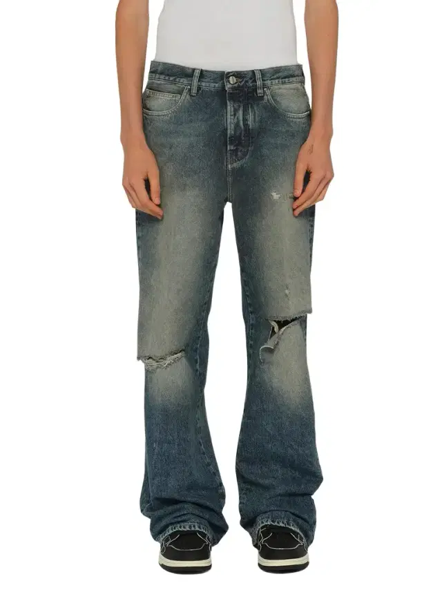 AMIRI Slashed Boot Cut Jean in Denim