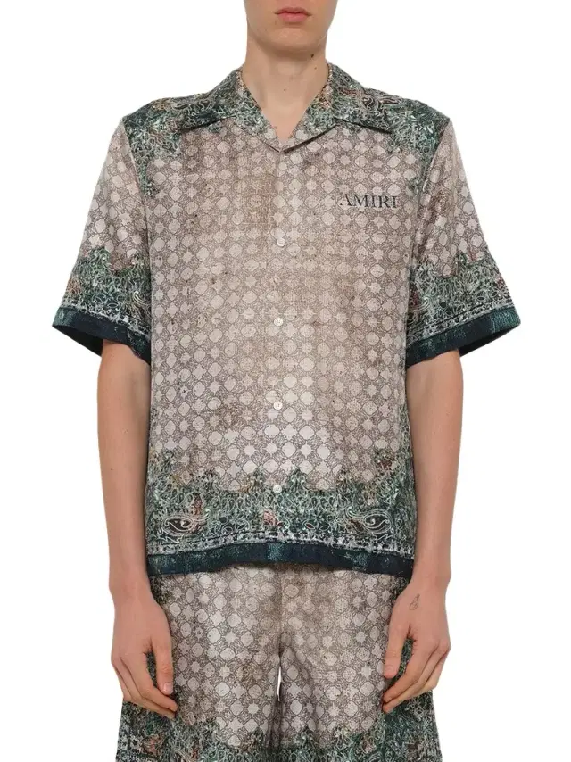 AMIRI Bandana Bowling Shirt in Multicolour Green