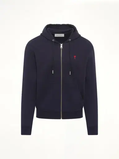 AMI PARIS Red Ami De Coeur Zip Hoodie | Thumbnail 3