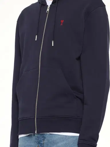 AMI PARIS Red Ami De Coeur Zip Hoodie | Thumbnail 6