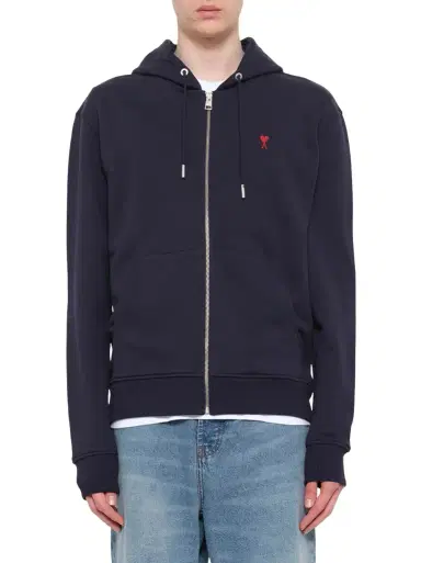 AMI PARIS Red Ami De Coeur Zip Hoodie | Thumbnail 1