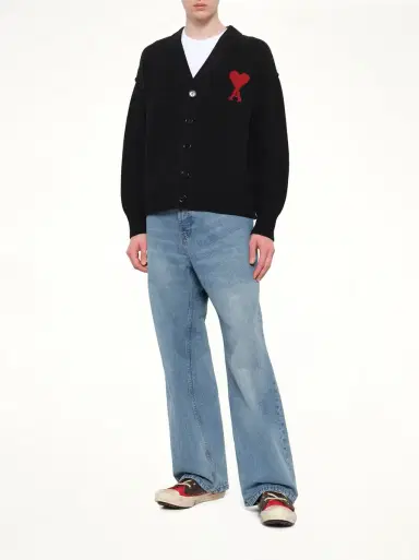 AMI PARIS Red Ami De Coeur Cardigan | Thumbnail 4 AMI PARIS Red Ami De Coeur Cardigan | Thumbnail 4