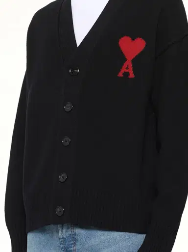 AMI PARIS Red Ami De Coeur Cardigan | Thumbnail 6 AMI PARIS Red Ami De Coeur Cardigan | Thumbnail 6