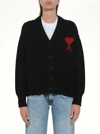 AMI PARIS Red Ami De Coeur Cardigan | Thumbnail 8 AMI PARIS Red Ami De Coeur Cardigan | Thumbnail 8