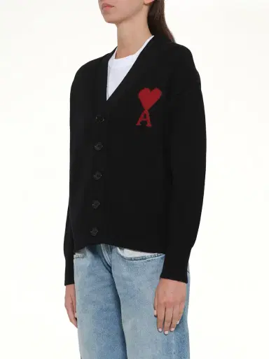 AMI PARIS Red Ami De Coeur Cardigan | Thumbnail 9 AMI PARIS Red Ami De Coeur Cardigan | Thumbnail 9