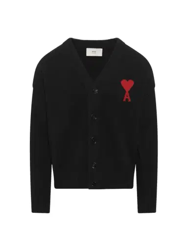 AMI PARIS Red Ami De Coeur Cardigan | Thumbnail 1 AMI PARIS Red Ami De Coeur Cardigan | Thumbnail 1