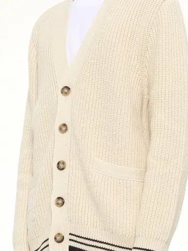 AMI PARIS Cardigan With Adc And Ami Paris Patch in Cream White | Thumbnail 6