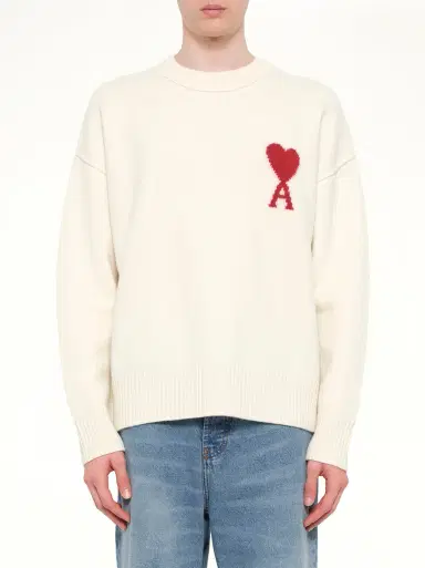 AMI PARIS Red Ami De Coeur Sweater in | Thumbnail 3