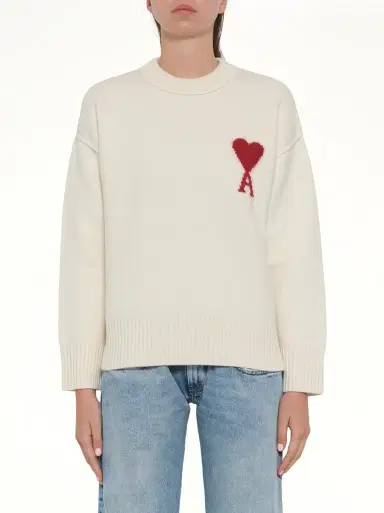 AMI PARIS Red Ami De Coeur Sweater in | Thumbnail 8